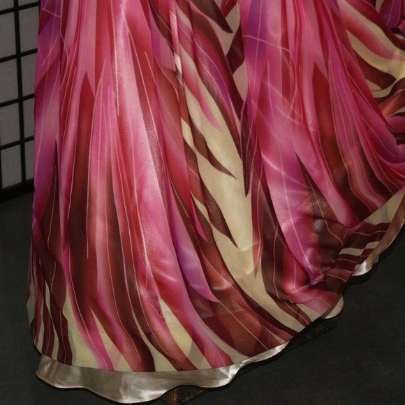 Statement Gown with Floral Print and Jeweled Bodice - Picture 5 of 8